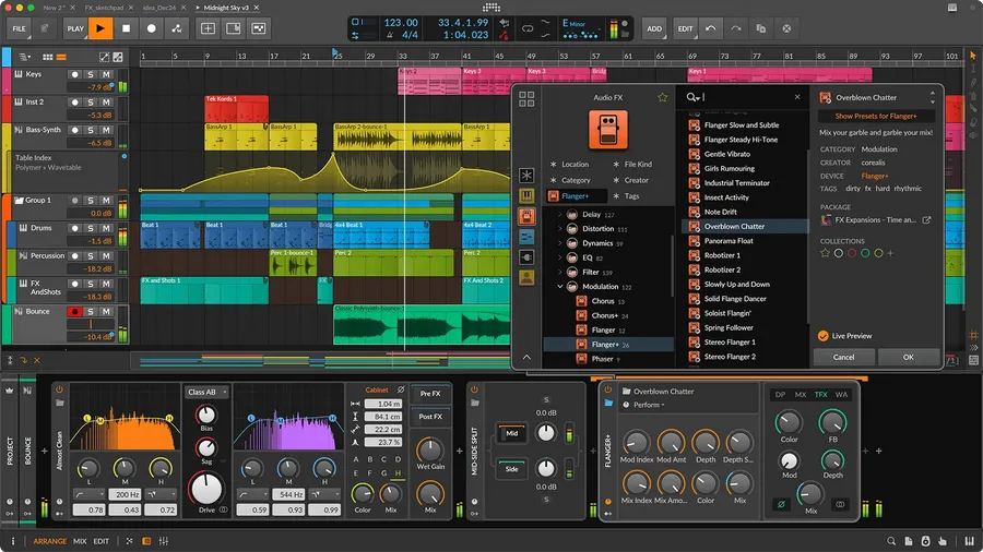 Bitwig Studio interface